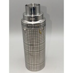 Vintage Cocktail Shaker Attributed To Almo NY Grid Pattern MCM Missing Cap